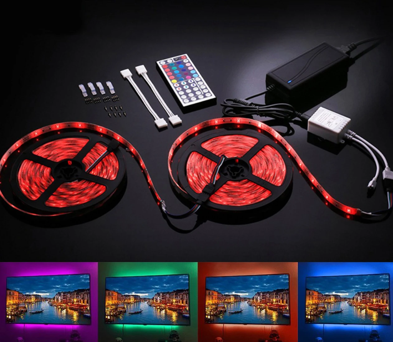 

UK/EU Plug SMD 5050 RGB LED Strip Waterproof 10M 300LED DC 12V LED Light Strips Flexible Neon Tape Monochrome