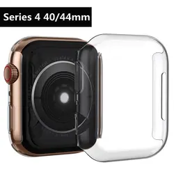 Мягкий силиконовый чехол для Apple Watch series 4 44 мм 40 мм Дело ТПУ Ясно ультра-тонкий Экран защитный для iWatch все вокруг frame