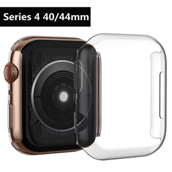 

Silicone Soft Cover for Apple Watch series 4 44mm 40mm Case TPU Clear Ultra-Thin Screen Protective for iWatch All-around frame
