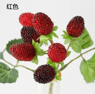 Один кусок 25 см/9,8" Длина ягод Малина фрукты waxberry искусственный цветок клубника стволовых деревьев - Цвет: red berry