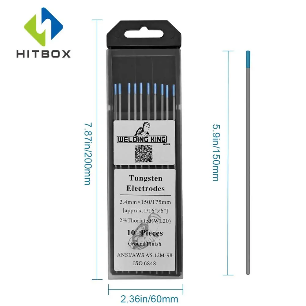 HITBOX вольфрамовый электрод WL20 Вольфрам Tig сварочные стержни 10 шт 2,4 мм синий/красный сварочный электрод