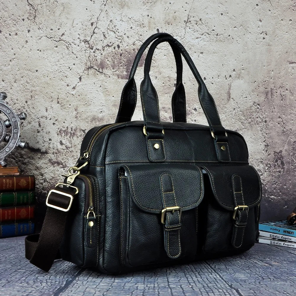 Лидер продаж дизайн натуральная кожа Повседневное модные для мужчин Портфели Бизнес чехол для ноутбука атташе сумка 061b