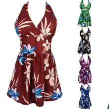 Женский купальный костюм купальники монокини с цветочным принтом без рукавов цельное пляжное купальное бикини Новинка горячая Распродажа плюс размер