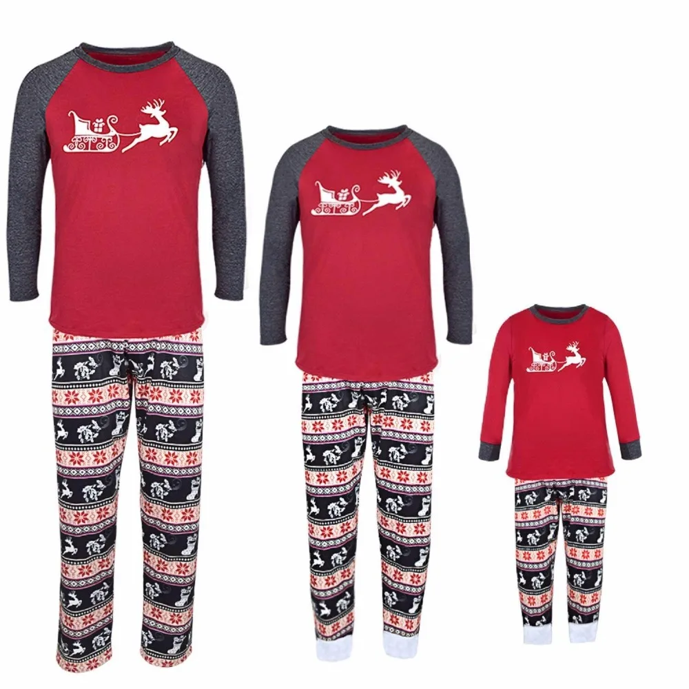 PUDCOCO Hot Newest Family Matching Christmas Pajamas Set