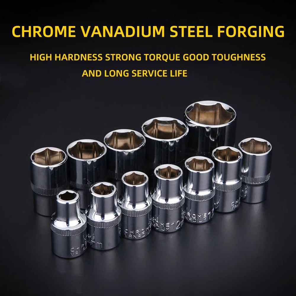 Ratchet Wrench Set Chrome Vanadium Steel 1/4 3/8 1/2 Inch auto repair tool Socket adapter set shock heads