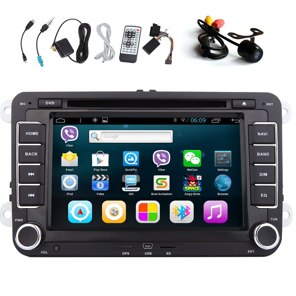 Flash Deal Android 5.1 Logo Audio Video APP Radio BT Stereo 4-Core Car DVD Auto AMP 1080P CD SD Map WiFi GPS Navigation For VW Volkswagen 13