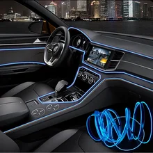 1set 3M/5M 12V Car LED Cold light Flexible Neon EL Wire Auto Lamps on Car Ambient Cold Light Line Decorative LED Strip lamps