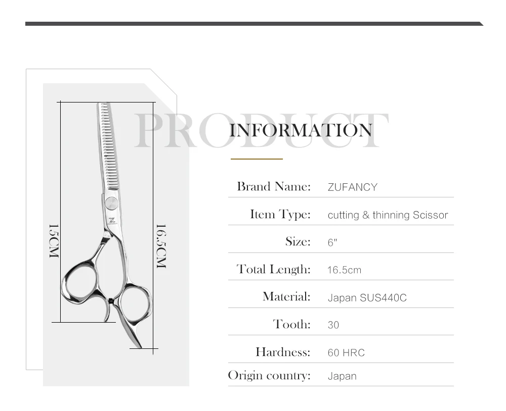 Дизайн ручка ZUFANCY профессиональный Япония 440C 6 дюймов ножницы для волос Парикмахерские резка и истончение ножницы для салона, парикмахерской
