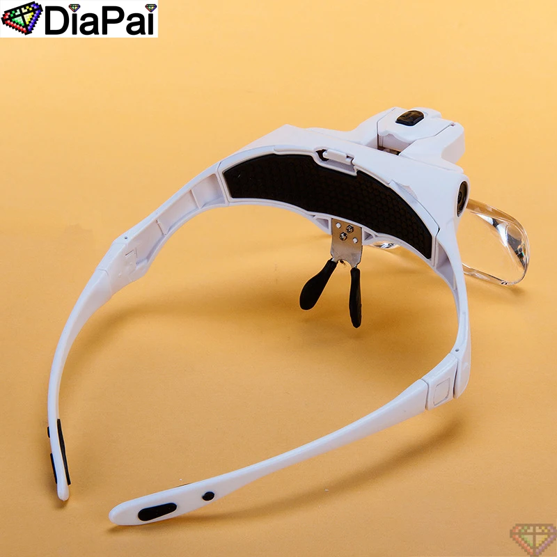 Diamond Painting Accessories DIAPAI Diamond Painting Embroidery 1.0X 1.5X 2.0X 2.5X 3.5X Adjustable 5 Lens Loupe LED Light Headband Magnifier Glass With Lamp
