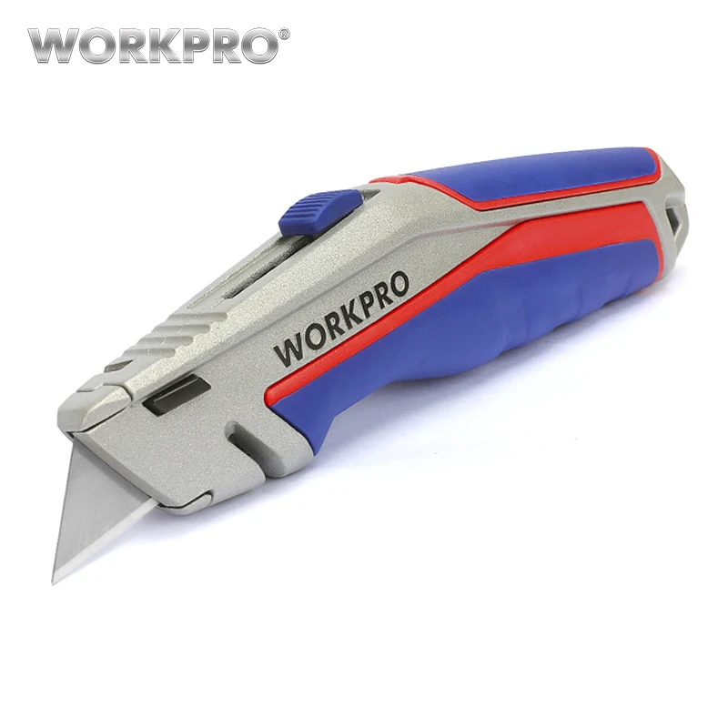 WORKPRO New Utility Knife Zinc Alloy Handle Fixed Blade Knife with