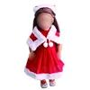 18 inch Girls doll dress Flannel red Christmas suit American new born clothes Baby toys fit 43 cm baby accessories c43