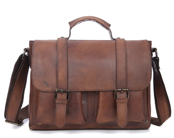 Мужские портфели из натуральной кожи с высокой вместительностью, мужские деловые сумки через плечо, студенческие ретро сумки-мессенджеры D830 - Цвет: coffee