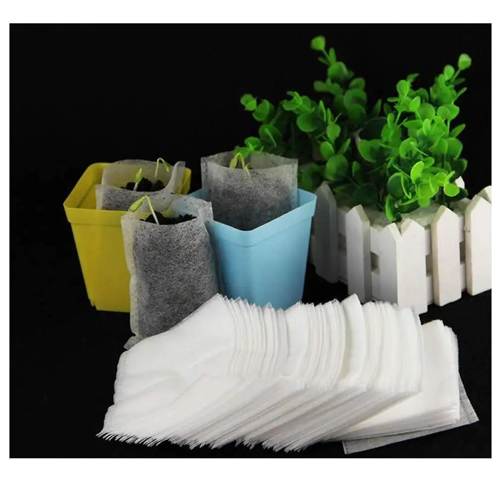 100 Pieces Biodegradable Non-Woven Nursery Bags Plant Grow Bags Fabric Seedling Pots