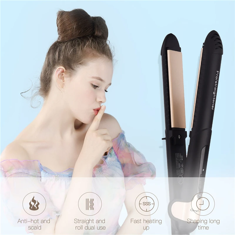 

Portable Hair Straightener 2 in 1 Hair Iron Plate with Wide Panel Hair Curler Professional Hair Styling Tool for All Hair 30