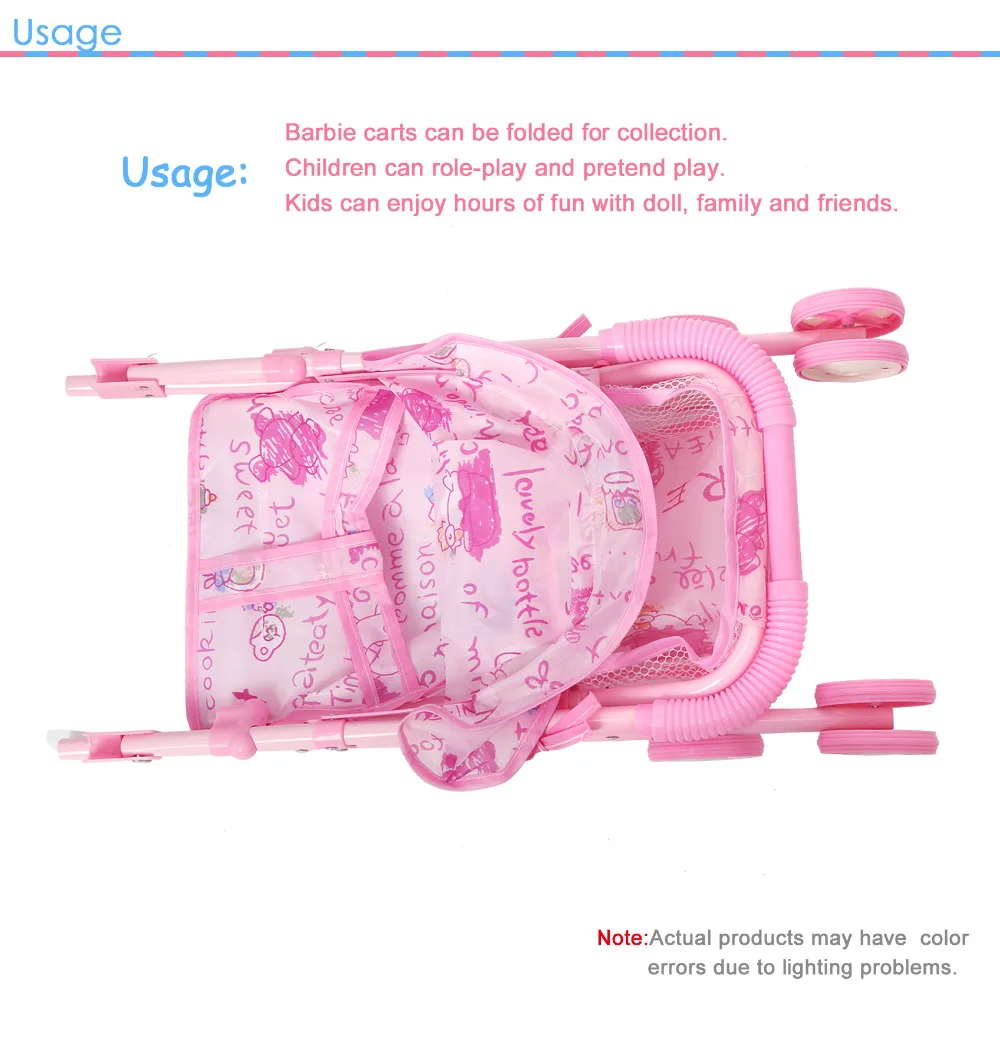 Carrinho de Criança Carrinho de Bebê Carrinho de Bebé Carrinhos para Bonecos Móveis para Crianças Presentes para Crianças Boneca Dobrável Bebê Seguro Fingiu Jogo Brinquedos 13 Cheap Móveis de brinquedos