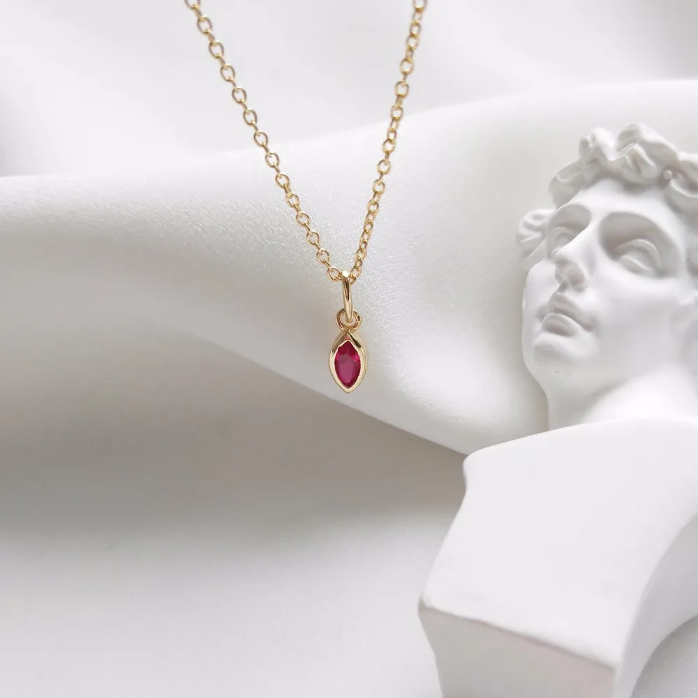 Buy Red zircon heart 925 sterling silver necklace