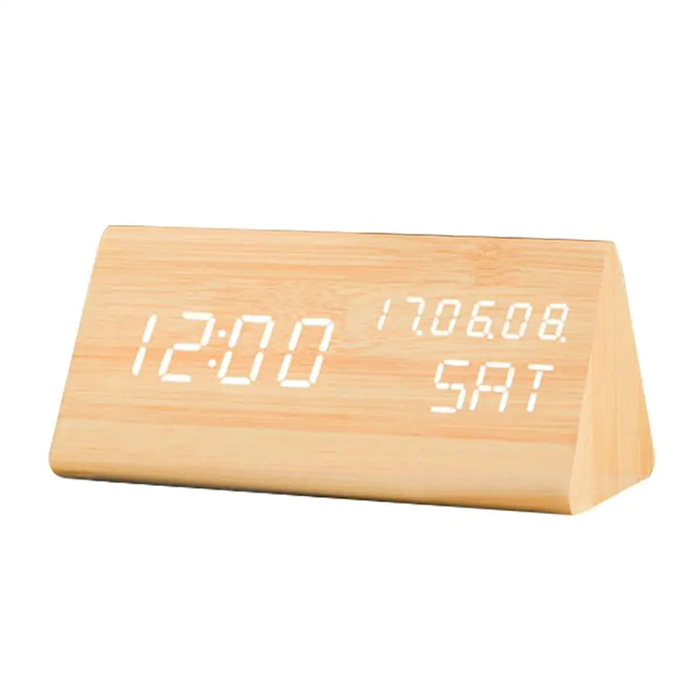Buy Wood Wooden Digital LED Alarm Clock Intelligent