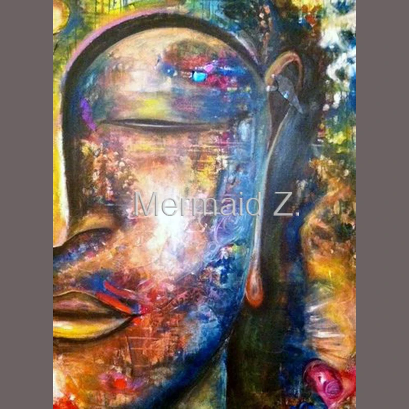 

hand made Thai oil painting Buddha Retro face Head Portrait Buddha art India Oil Painting Living room decor on canvas
