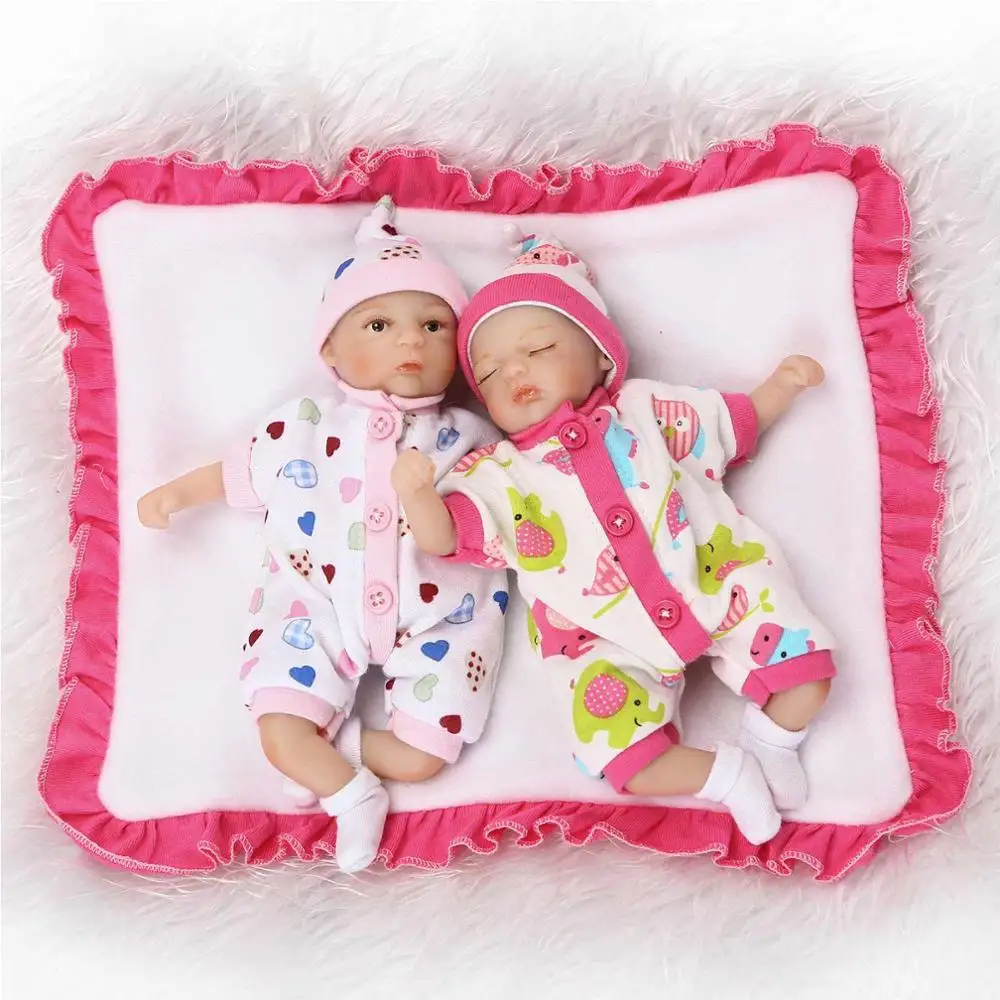 Nicery 8 дюймов 20 см Bebe Reborn мини кукла мягкая силиконовая Реалистичная игрушка подарок для ребенка рождественское белое одеяло две куклы - Цвет: RD20C002