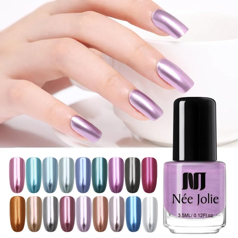 

NEE JOLIE 7.5ml 3.5ml Mirror Nail Polish Silver Gray Red Rose Gold Long-Lasting Nail Lacquer Varnish Fast Dry Nail Polish