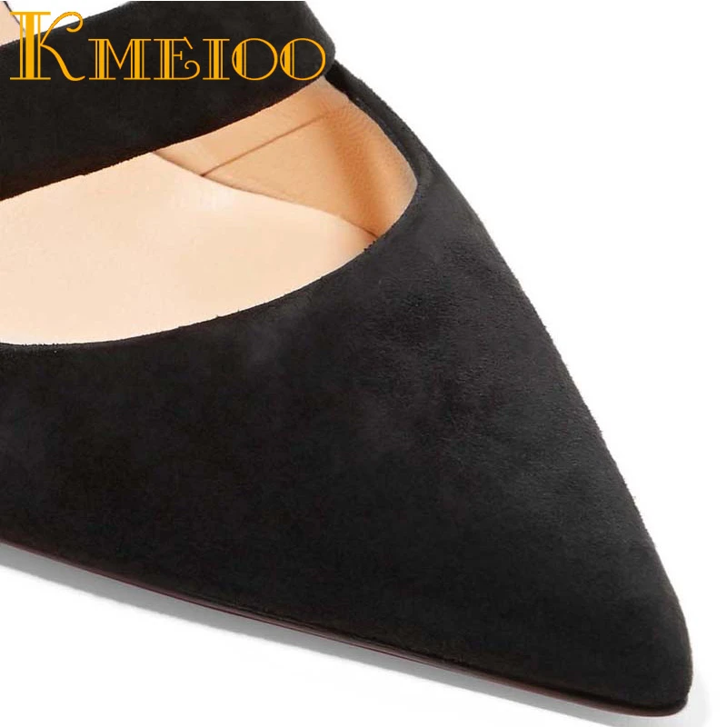 Kmeioo/ г., женская обувь Туфли-лодочки с вырезами и ремешками на лодыжках классические офисные модельные туфли на высоком каблуке с острым носком американские размеры 5-15
