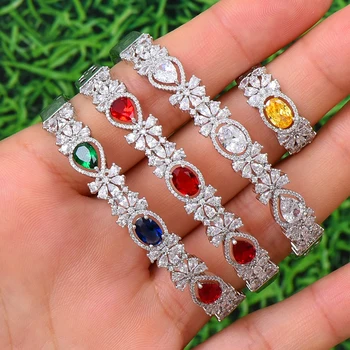 

missvikki Gorgeous Handmade Top Cubic Zirconia Shiny Luxury Bangle Ring Jewelry Set for Women Wedding Show Party Daily Jewelry
