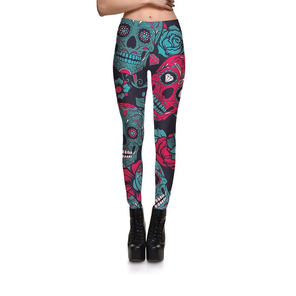 floral skull leggings