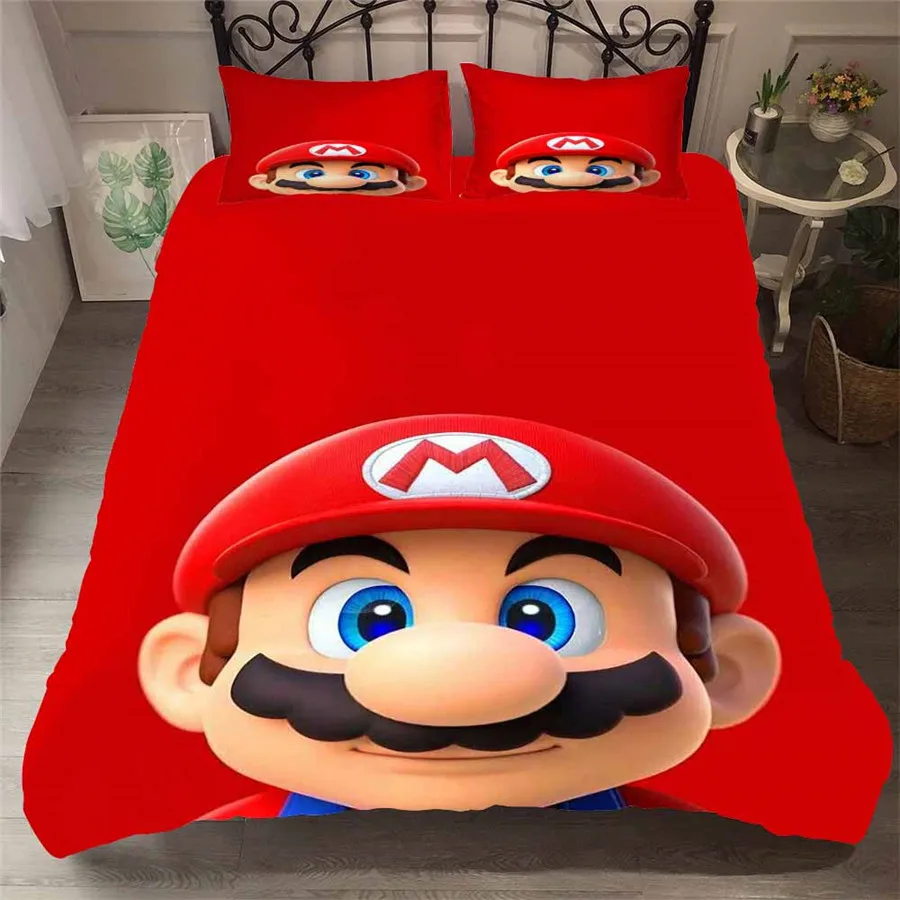 

HELENGILI 3D Bedding Set Mario Print Duvet Cover Set Bedcloth with Pillowcase Bed Set Home Textiles #MLA-10