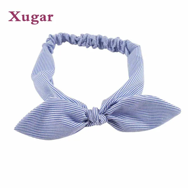High Quality Cotton Striped Headband For Women Lady Knotted Bow Rabbit Ear Stretch Hair Accessories