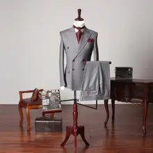 Высококачественный серый индивидуальный заказ Официальный Мужской костюм дизайн мужские костюмы terno masculino 2 шт(пальто+ брюки) двубортный костюм