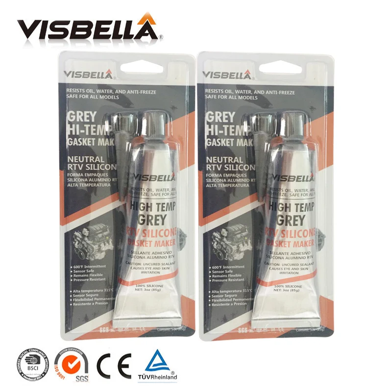 Visbella Satandard A Quality Acetoxy RTV Gasket Maker Grey 85g 2 PC Lot Grey High Temperature Silicone gasket maker Fast Glue