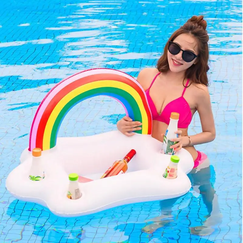 

Party Toy Ice Bucket Rainbow Cloud Cup Holder Inflatable Pool Float Beer Drink Cooler Table Bar Tray Beach Island Prop gonflable