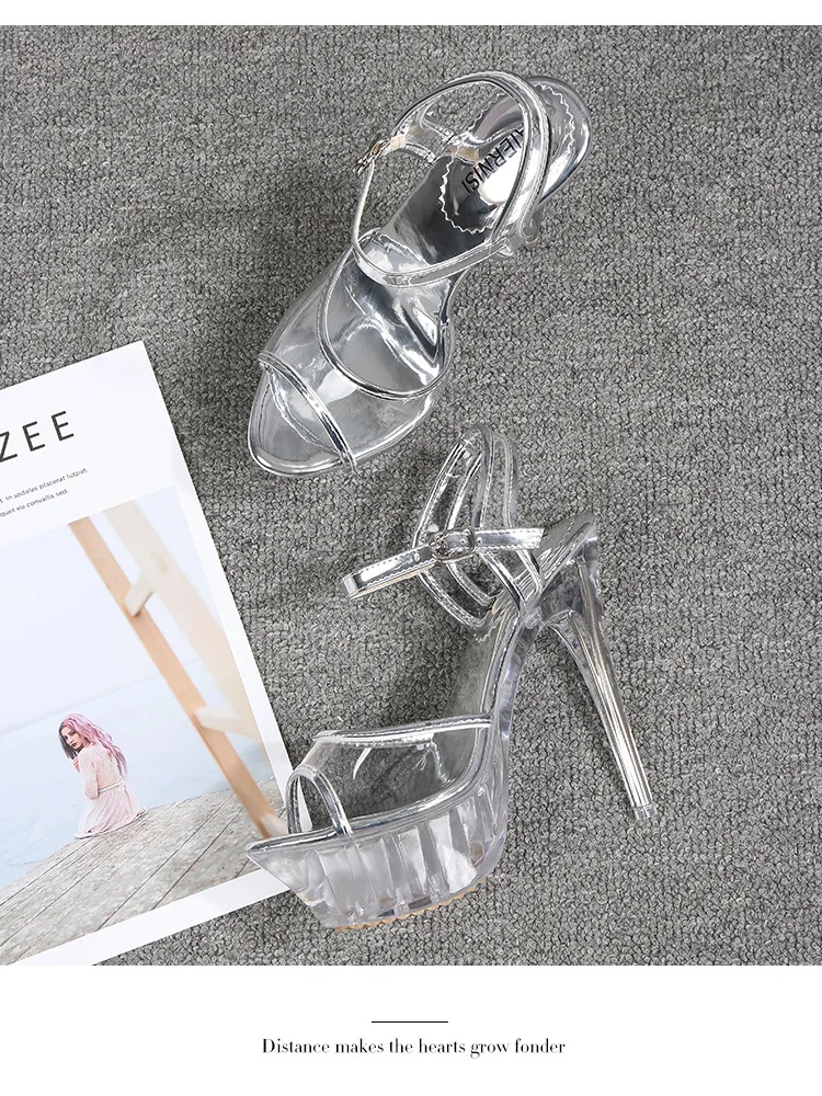 14-75 Crystal heel sandals