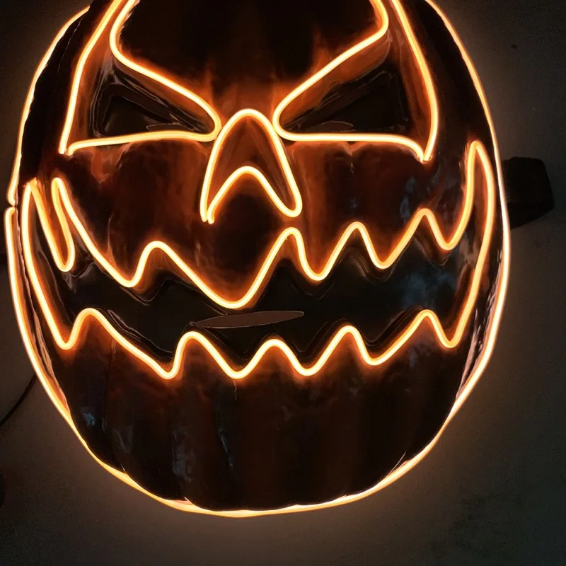 

Halloween EL Light Up Mask Pumpkin Shaped Horror Mask For Halloween Party Full Face Covered Masks Adults Cosplay Party Decor