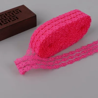 Light Fuchsia Горячая 10 ярдов кружево, лента, тесьма 25 мм широкая отделка DIY ремесла вышитый шнур для шитье украшения африканская кружевная ткань - Цвет: Light Fuchsia