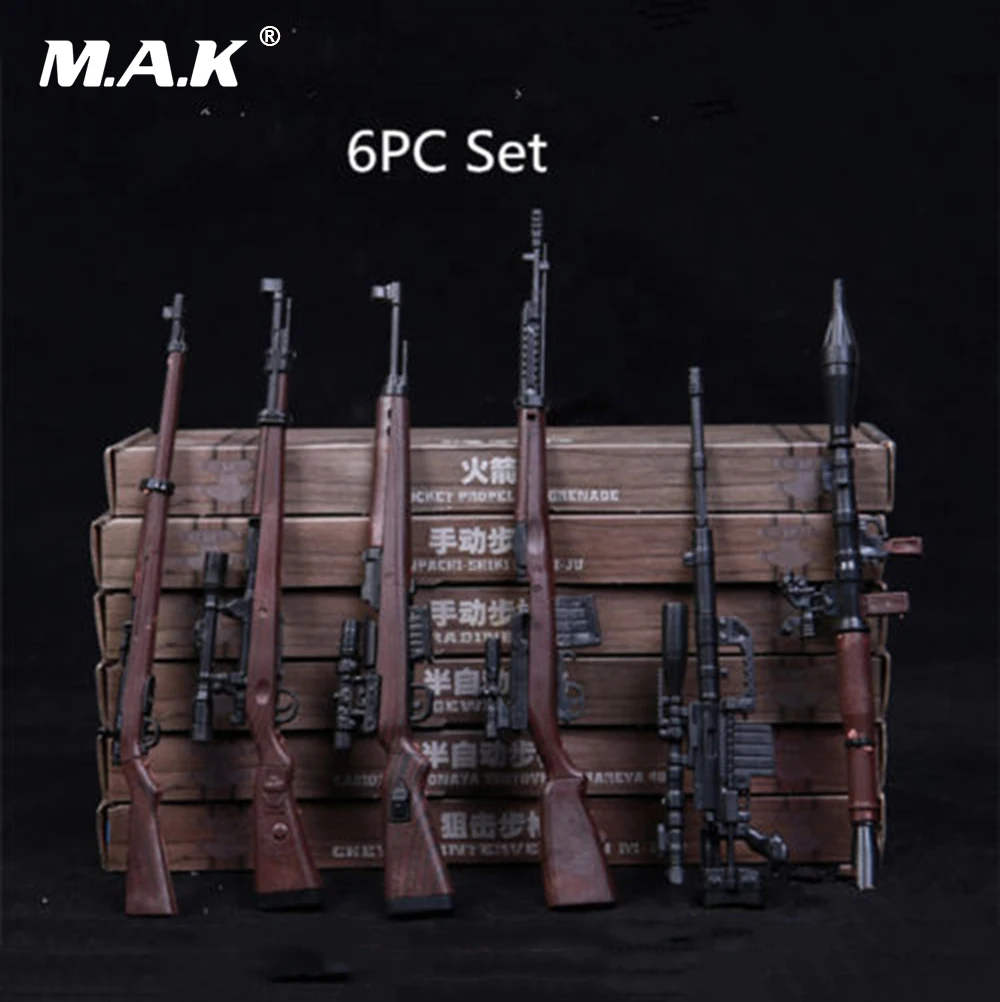 

6pcs/Set 1/6 Soldier Automatic Rifle Sniping Weapon Gun Models 4D RPG M14 for 12 Inches Action Figures Dolls