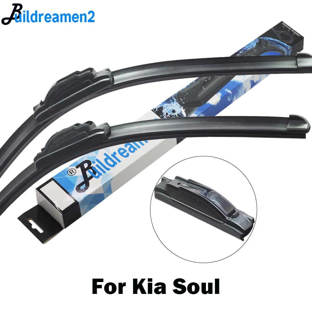 

Buildreamen2 Car Wiper Blade Windscreen Rubber Wiper For Kia Soul Fit Hook Arm 2009 2010 2011 2012 2014 2015 2016 2017 2018