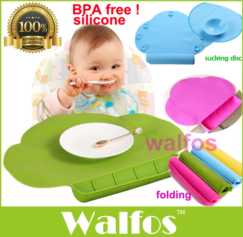 WALFOS food grade silicone Baby bib Table Mat Infant Tiny Diner