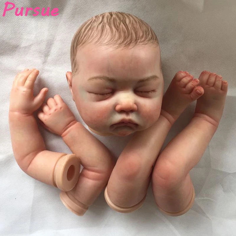 

Pursue 21" Close Eyes 100% Handmade Reborn Doll Kits with Painted Hair,Painted Limbs and Magnetic Mouth, Realistic Reborn Kits