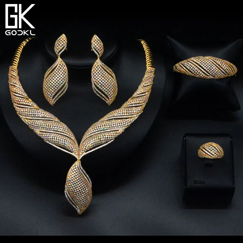 

GODKI Luxury Nigerian Jewelry sets For Women Cubic Zirconia Collar Design African Beads Jewelry Sets Indian bridal jewelry sets