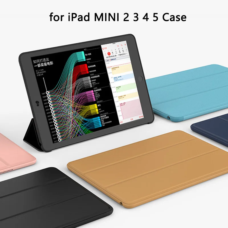 

For 2019 iPad mini 5 Case,7.9 inch Tablet Smart Cover for iPad mini 4 2 3 Pu Leather Solid Case Women Men Auto Sleep Stand Case