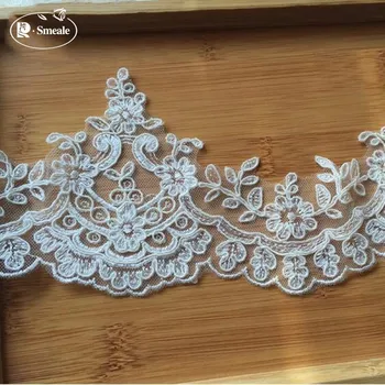 

3Yards/Lot Refined Luxury with Continental Car Bone Sequined Lace Wedding Dress Accessories Lace Trim width 11.5cm RS1711