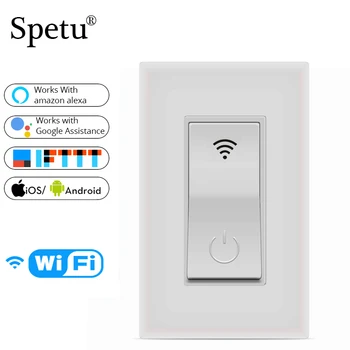 

Spetu Wifi Wall Light Switch US 1 Gang Touch WiFi Remote Control Smart Home Wall Switch Support Amazon Alexa Google Home,IFTTT