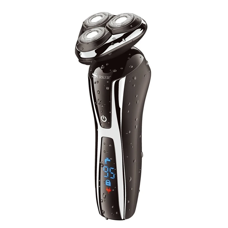 

SURKER 3in1 wet dry shaver kit rotary Rechargeable electric shaver male usb electric razor for men face beard shaving machine