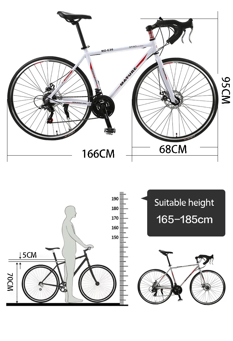 Best Aluminum alloy road bicycle, variable speed, disc brake 700C  jinmaizhuo 6