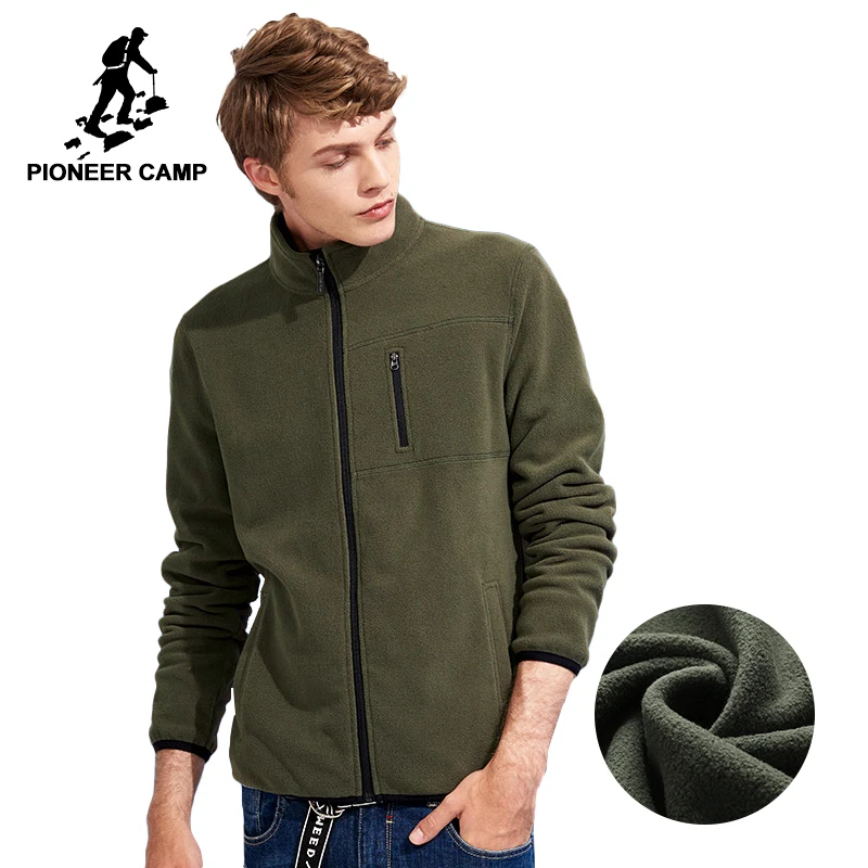

Pioneer Camp New winter thick zipper sweatshirt men brand clothing solid fleece warm tracksuit male green blue black AJK702388