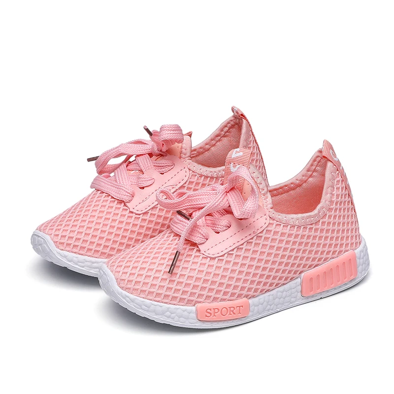 Новая дышащая мягкая подошва обувь для детей, для мальчиков, модная одежда для девочек из сетчатой ткани Повседневное обувь, детские кроссовки для мальчиков и девочек, детская спортивная обувь - Цвет: Розовый