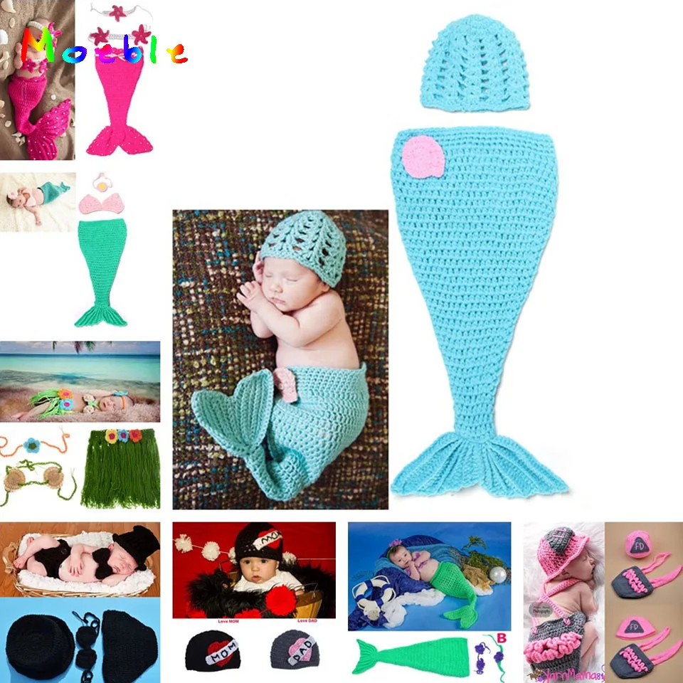 Moeble/Розничная ; вязаный крючком костюм для новорожденных; костюм для фотосъемки; шляпа русалки для девочек; комплект кокон; одежда ручной работы для маленьких девочек