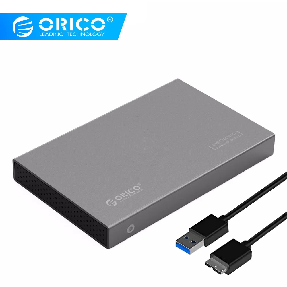 

ORICO 2518S3-GY 2.5 inch Hard Drive Enclosure Aluminum USB3.0 5Gbps Support 7mm & 9.5mm- Grey