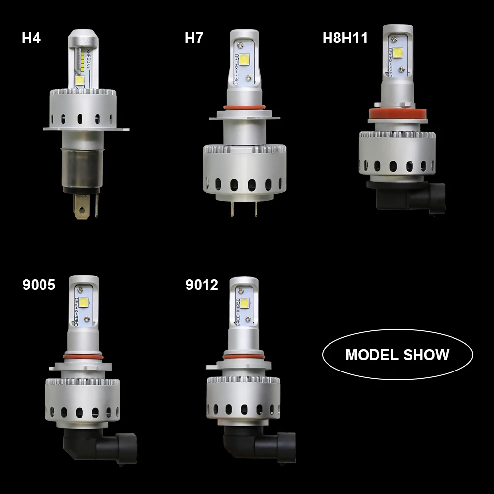 H4 Led H7 XHP50 Car Headlight Auto LED Bulb 7S 80W 8000LM H1 H11 9005 9006 9012 Car Styling Light error free 6500k 12V 24V